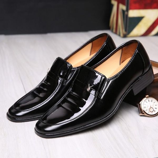 

dress shoes shiny leather men's black non slip working father's korean wedding casual