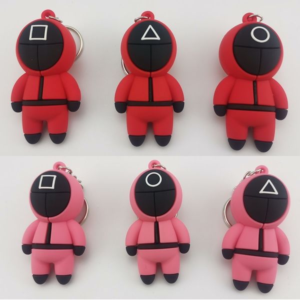 

squid game key chain pvc doll pendant soft rubber ring squid pendant, Slivery;golden
