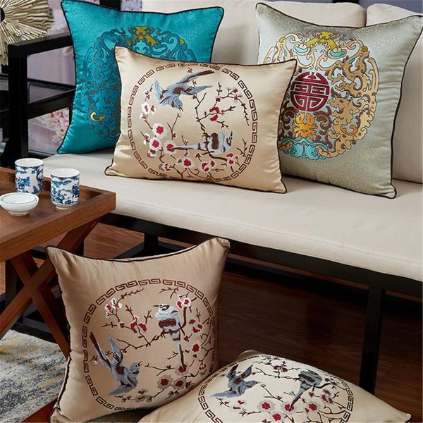 

cushion/decorative pillow chinese embroidery high precision jacquard case flower and bird pattern sofa cushion cover living room home decor
