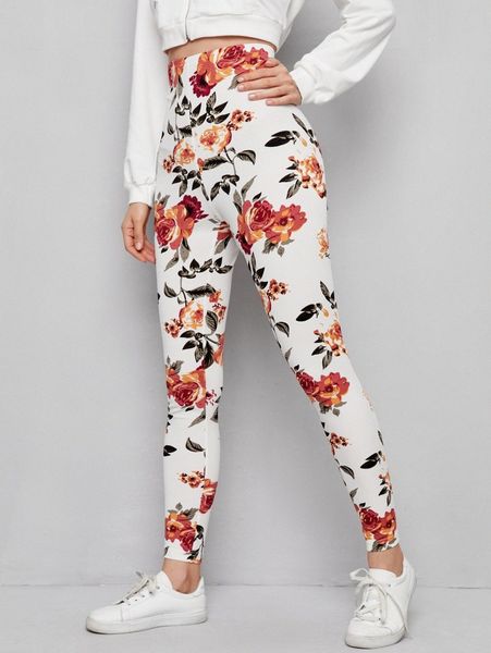 

floral print leggings o6nl#, Black