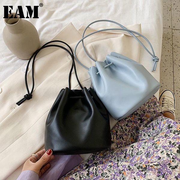 

eam] women new cute bucket drawstring pu leather flap personality all-match crossbody shoulder bag fashion tide 2021 18a1670