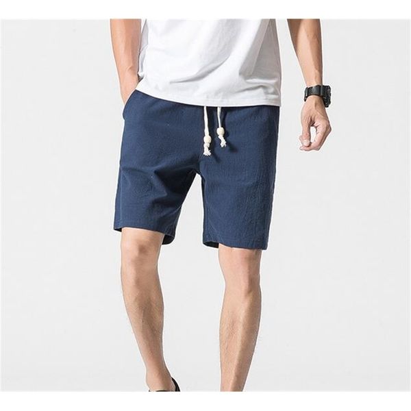 

men's cotton and linen shorts youth loose beach casual 210714, White;black