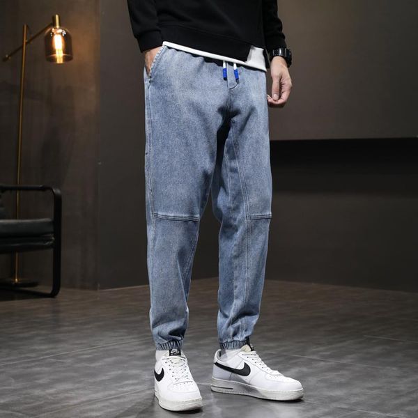 

men's jeans spring autumn plus size baggy men blue stretch cotton denim joggers cargo pants black casual loose harem jean trousers 8xl