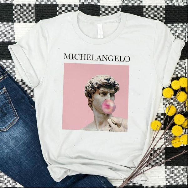 

women lady t shirt oil painting printed tshirt ladies short sleeve loose tee shirt women female clothes graphic, White