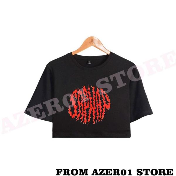 

women's t-shirt sapnap logo dream team print spring summer holiday youthful women/girl bare midriff kawaii style, White