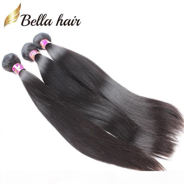 

brazilian virign hair peruvian indian malaysian european cambodian straight weaves human hair weft extensions 3pcs bundles bella hair, Black
