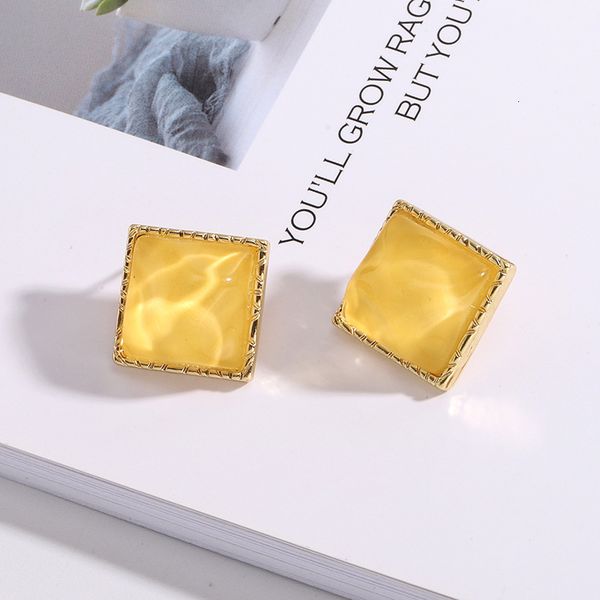 

square korean temperament multicolor irregular earrings women's simple, small and versatile net red personalized fresh, Golden