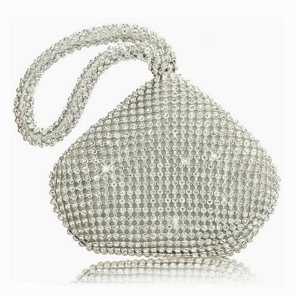 

evening bags women ladies handbags silver pouch crystal diamante party wedding clutch hand bag puese /by