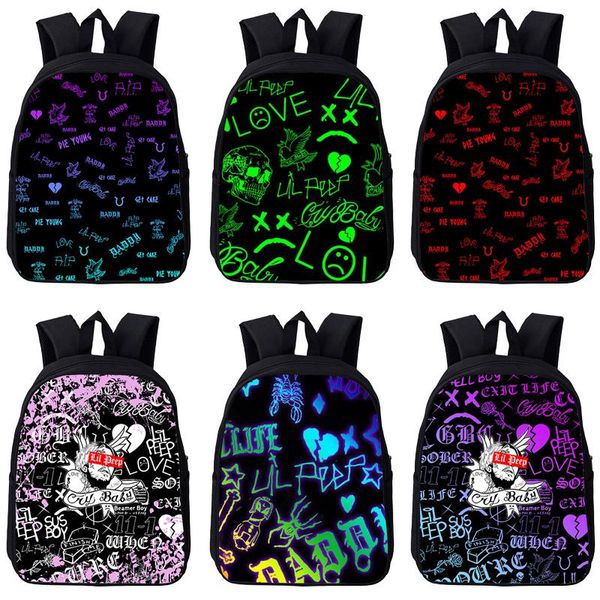 

backpack 3d lil peep print men women harajuku travelbags teens lapschoolbag for boys girls lover bag kids cute gift