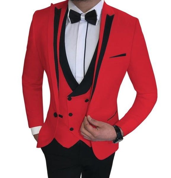 

men's suits & blazers men arrival italian design red jacket 3 pieces groom tuxedos for ,wedding costume mariage homme, White;black