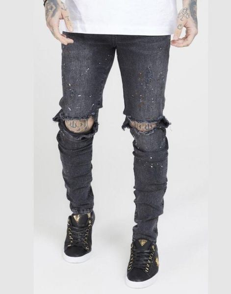 

men's jeans siksilk bust knee riot for men, Blue