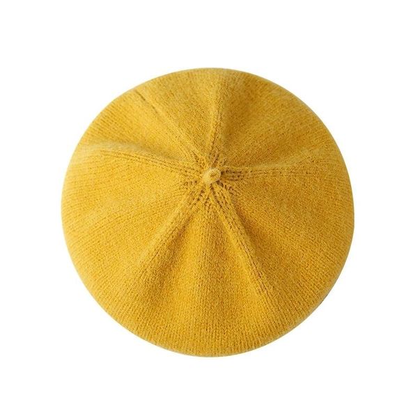 

berets japanese soft waxy knitted beret female autumn and winter solid color retro art plush line painter pumpkin hat korean version of, Blue;gray
