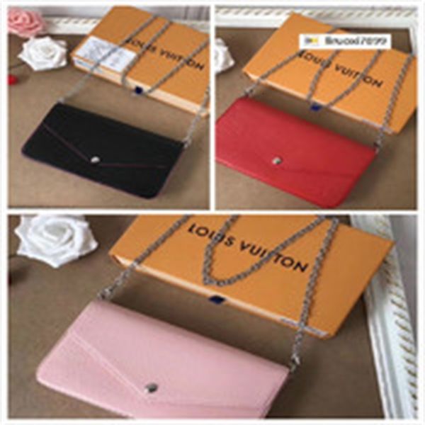 

card brand designer luxury pfyj fashion wallet m62467 women real leather key long wallet chain wallets compact purse clutches evening holder