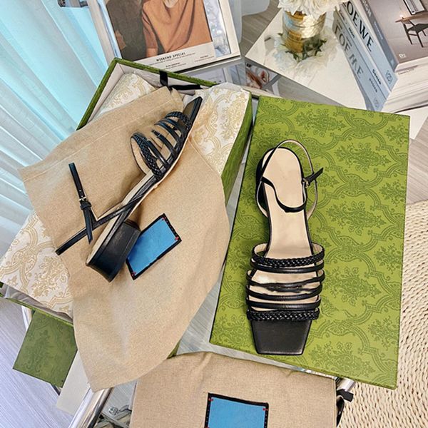 

fashion high and low heel sandals thick leather suede classic string womens shoes metal buckle party size 35-40, Black