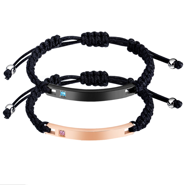 

link, chain stainless steel bracelet couple models classic black rope men and women fashion jewelry