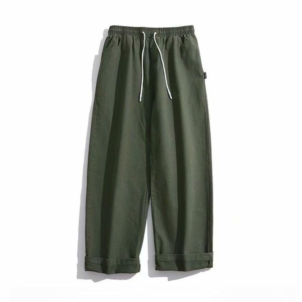 

men's pants brand all-match fashion drawstring sports casual solid color, Black