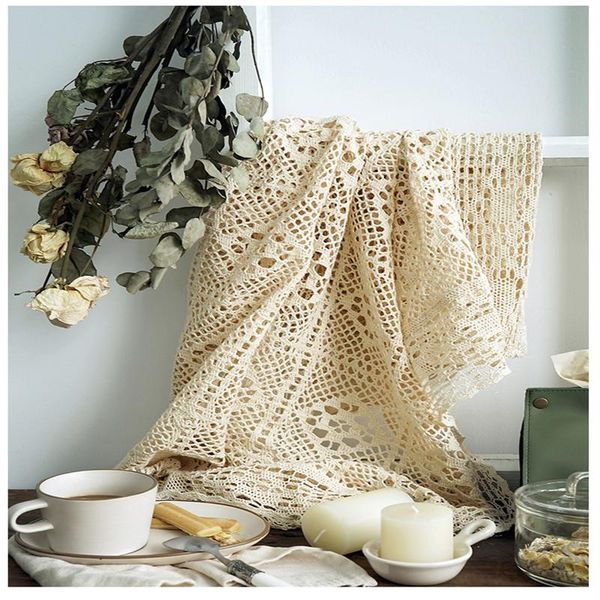 

handmade crocheted tablecloth 100% cotton knitted lace american country tablecloth t light luxury wedding dessert table cover
