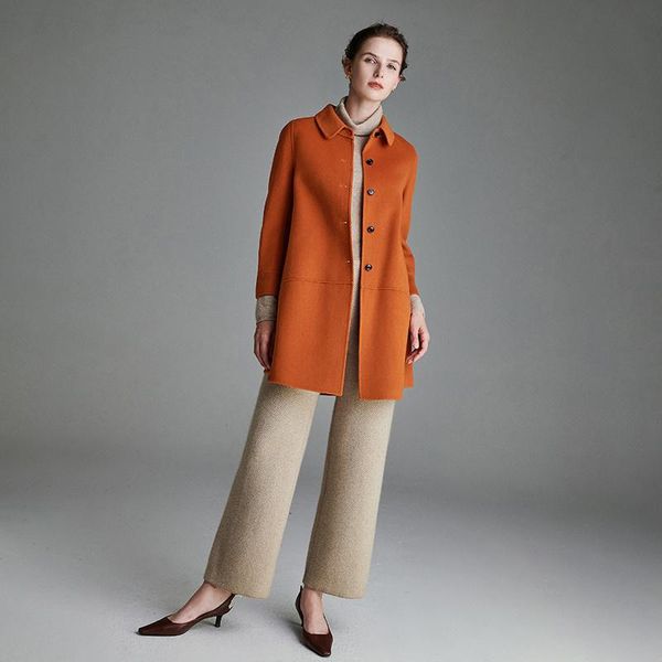 

women's wool & blends shzq 2021 winter woolen coat double-sided cashmere short cloth thick, Black
