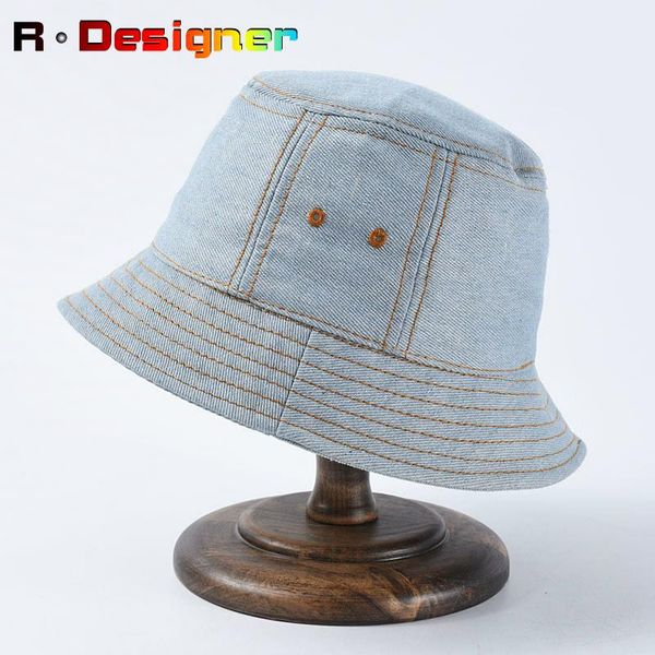 

wide brim hats four seasons korean style cowboy fisherman hat female simple solid color wild casual short street hip-hop male, Blue;gray