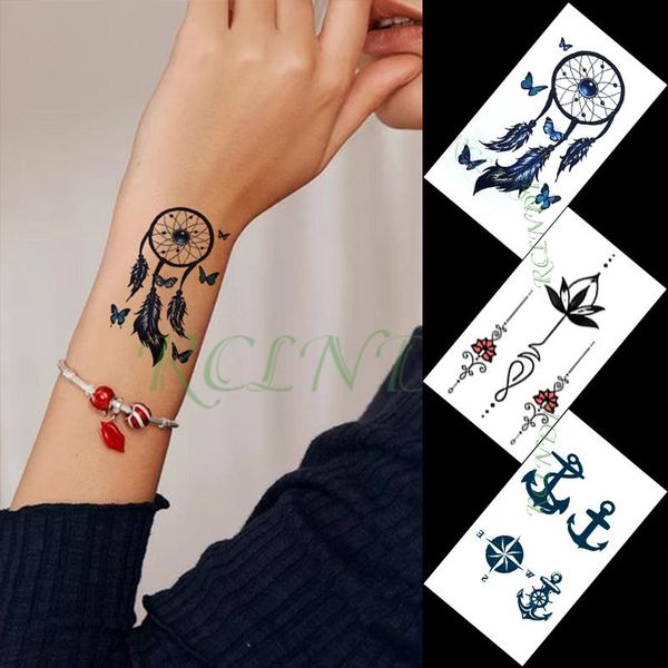 

temporary tattoos waterproof tattoo sticker compass anchor flower butterfly small art tatto flash tatoo fake for women men