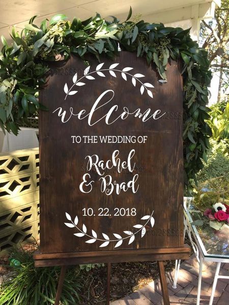 

wall stickers wedding welcome sign board decal rustic wood decor personalized custom waterproof sticker modern lc839