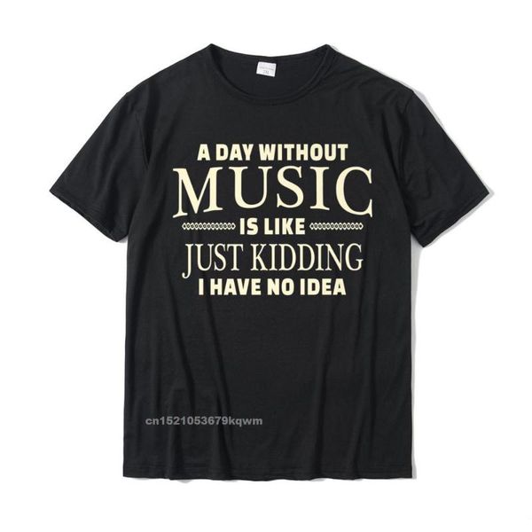 

men's t-shirts a day without music t-shirt for teenage men graphic slim fit cool cotton male tees clothing shirt, White;black