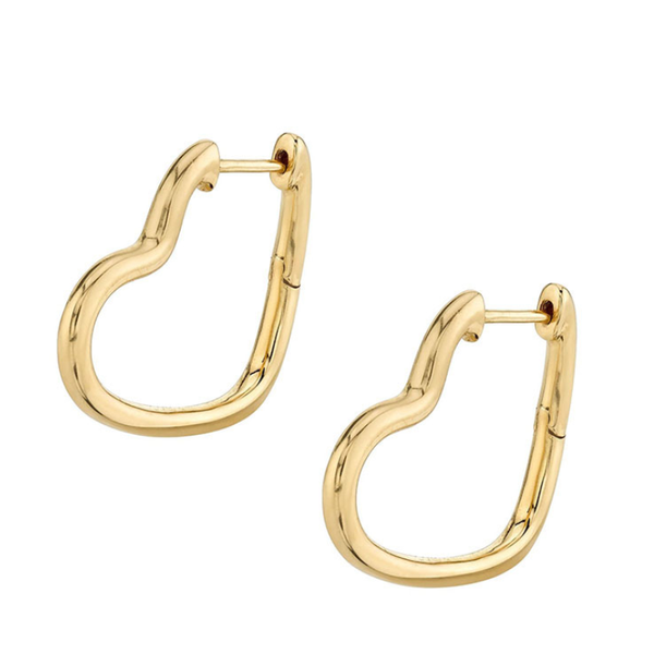 

hoop & huggie s925 silver needle minimalist heart-shaped earrings women's high sense of personality temperament retro jewelry gifts, Golden;silver