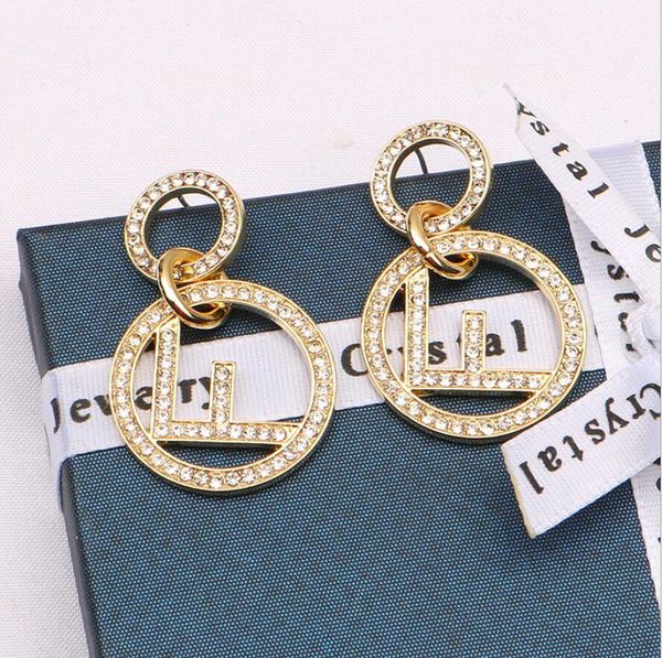 18K vergoldete Modedesigner Doppelbuchstaben Ohrstecker Luxusmarke Damen 925 Silber Kristall Strass Perlenohrring für Hochzeitsschmuck Accessoires