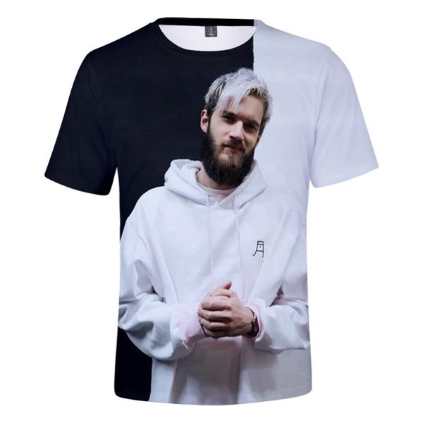 

men's t-shirts 2021 men clothes pewdiedie 3d t shirt women summer short sleeve casual print harajuku tee streetwear xxs-4xl, White;black