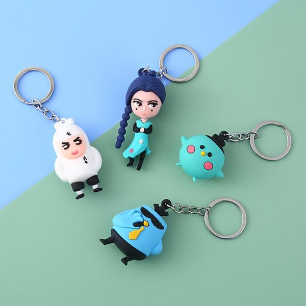 

keychains creative assassin wu liuqi hand-made key ring plum blossom thirteen anime peripheral doll gift pendant fashion jewelry, Silver