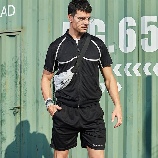 

men street casual shorts sets short sleeve t shirt +shorts solid male tracksuit men's brand clothing 2 pieces set, Gray