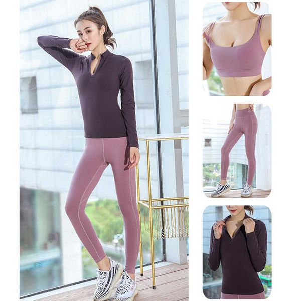

fitness 3 stuks outrunner slim crop + sporting leggings practice sets women training suit yoga set for gym, Gray