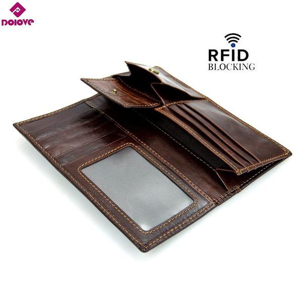 

wallets dolove arrival genuine leather long men's multifunctional cow purses design rfid cash holder, Red;black