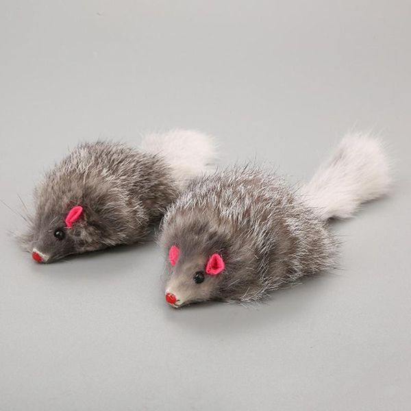 

cat toys 1pcs 18cm pet real fur long-haired tail feathers mice mouse dog