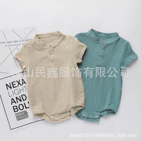 

new style baby one-piece suit casual romper shirt collar short sleeve clothes baby clothes, Blue