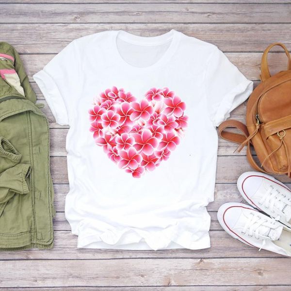 

mens ladies short sleeve men t shirt love heart valentine flower floral print graphic female tee, White;black
