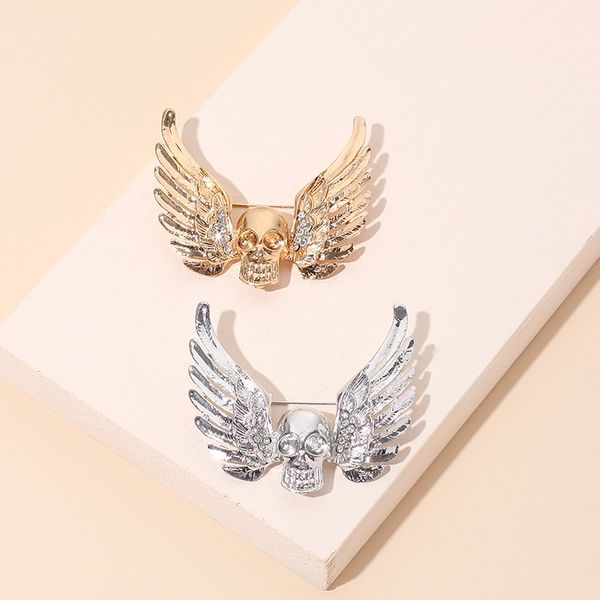 

halloween personality punk skeleton angel brooch new anti light clothing accessories pin collar pin, Gray