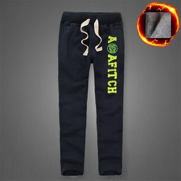 

winter joggers thick cotton casual women pants fleece male keep warm, Black