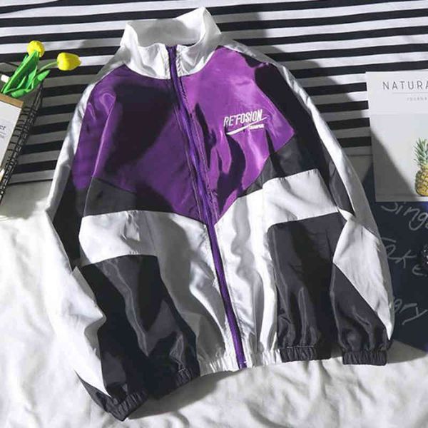 

April MOMO 2021 Summer Sunproof Thin Coats Hombre Male Casual Fashion Patchwork Zipper ets Outwear Men, Black