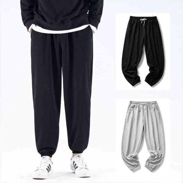 

autumn and winter cotton fleece women pants solid elastic waist streetwear baggy trousers casual trendy wild, Black
