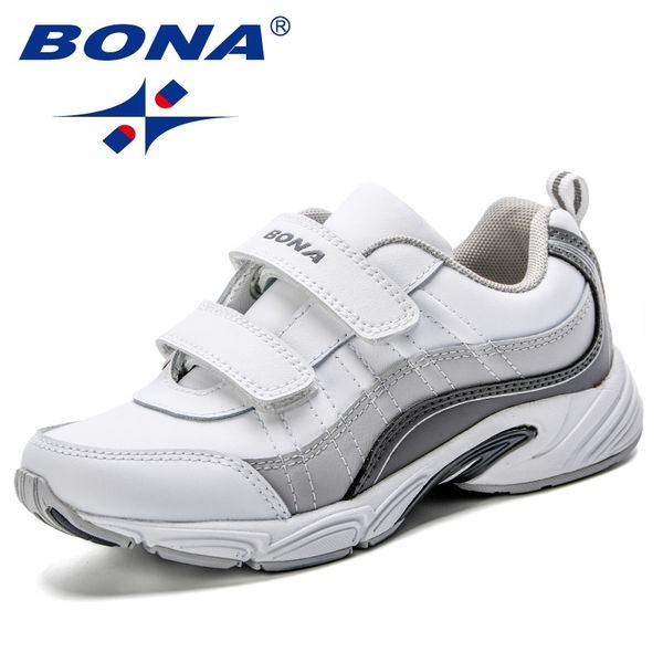 

bona new arrival durable kids shoes fashion striped contrast color boys girls sneakers trendy children sports shoes running 210308, Black