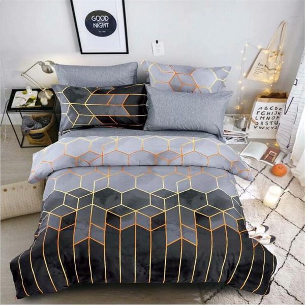 

bedding sets 12 patterns thickir ronior 2pcs/3pcs duvet cover set modern geometric gold threads plaid print polyester