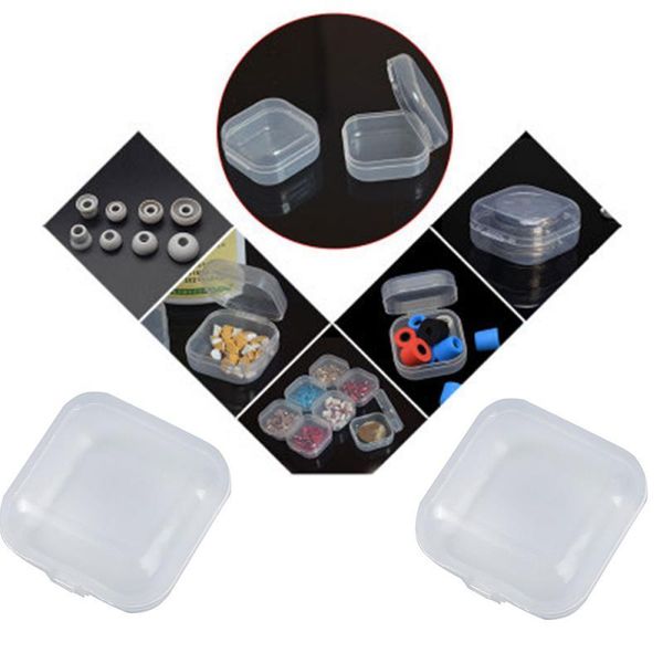 

10pcs small clear plastic storage containers box beads earring jewelry container parts box with hinged lid storage