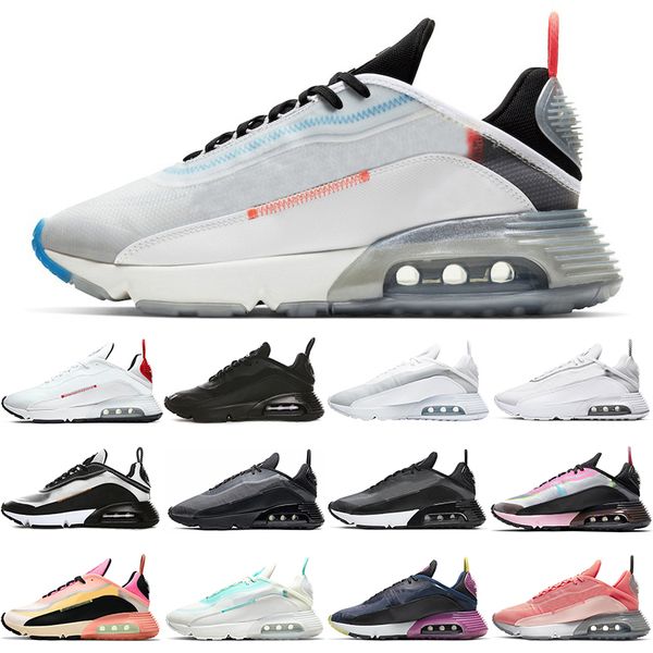 

2021 fashion running shoes 2090 men women triple black white oreo fire pink neon highligter aurora green bleached coral blue force bred trai