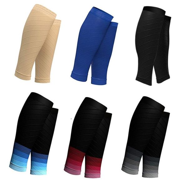 

men's socks 1pc sports anti-slip full length compression leg sleeves calf shin splint support protect for basketball relief pain & reco, Black