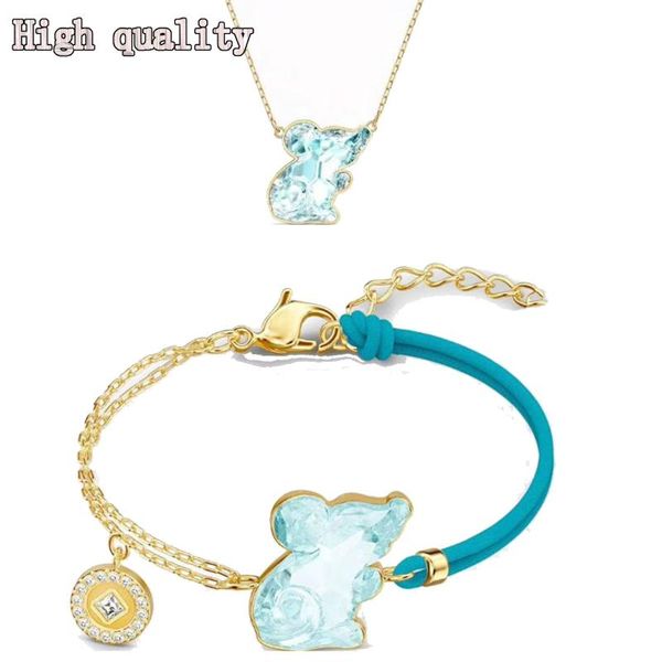 

pendant necklaces fashion jewelry swa ruyi mouse necklace girl xiao bracelet set romantic gift for women, Silver