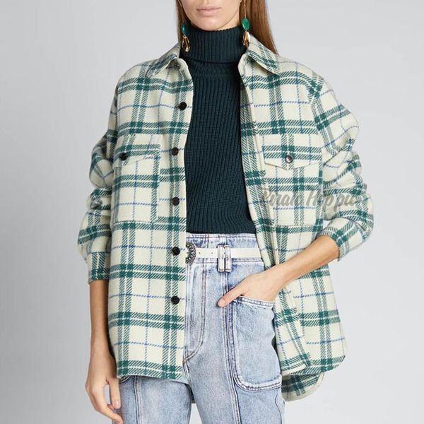 

women's wool & blends pirate hippie plaid woolen cloth coat woman autumn winter turn down collar pockects jacket female casual vintage, Black