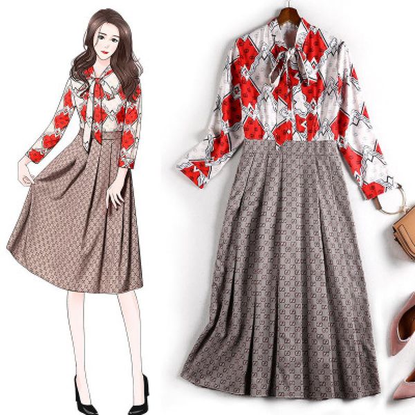 

casual dresses 2021 summer women turndown collar long sleeve chiffon printing dress female loose plus size leisure straight lb64, Black;gray