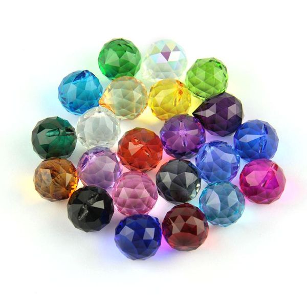 

feng shui 10pcs/lot mixed color balls crystal chandelier pendant glass prism balls for wedding party lamp decoration
