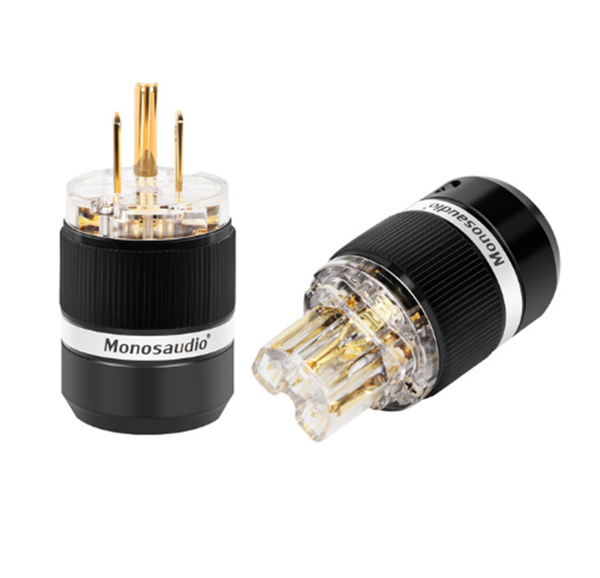 

smart power plugs monosaudio m101g/f101g pure copper 24k gold plated us plug audio connector iec320 female diy cord cable